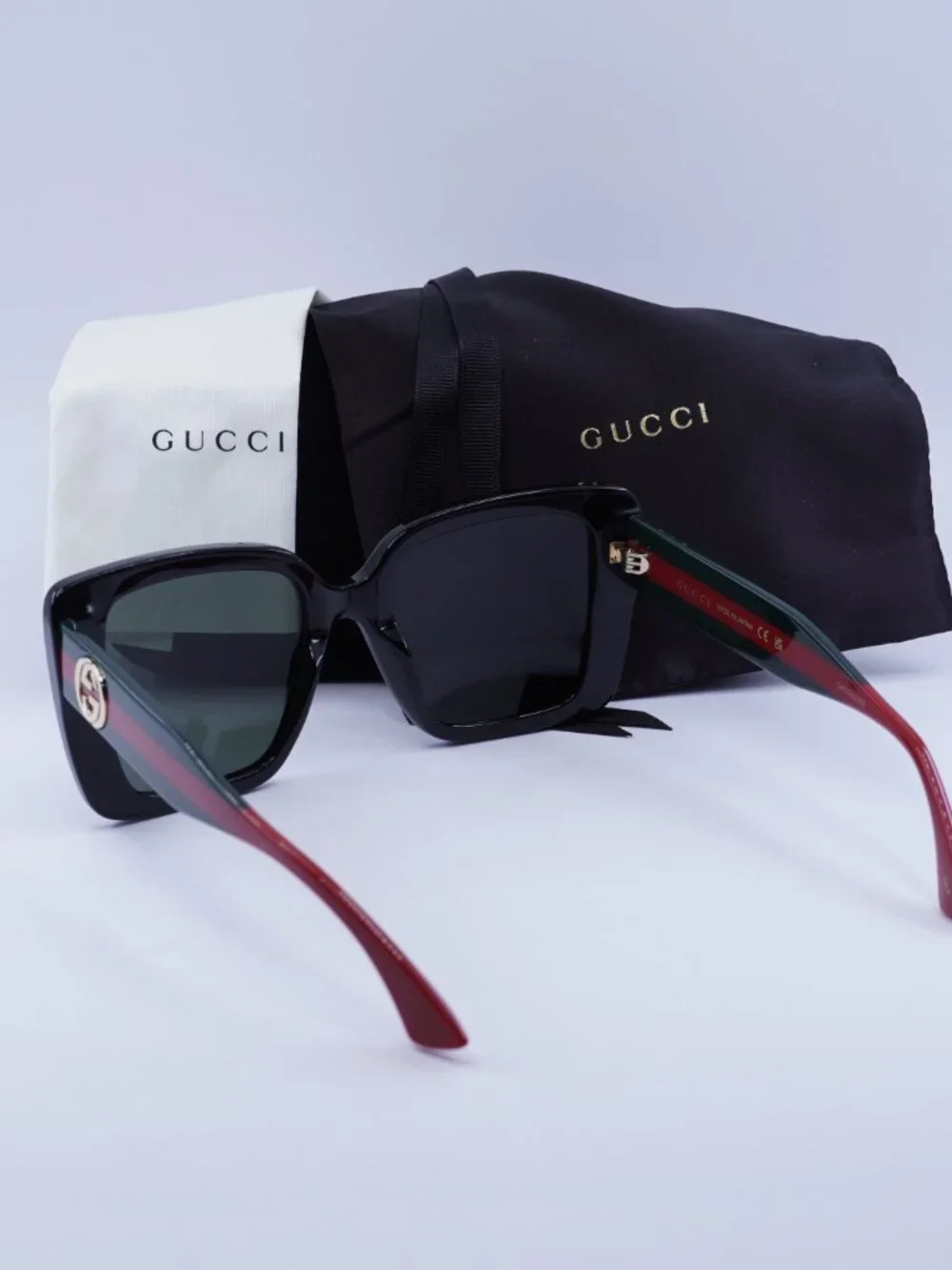 Gucci GG1861S 001 Square Sunglasses - Shiny Black / Grey
